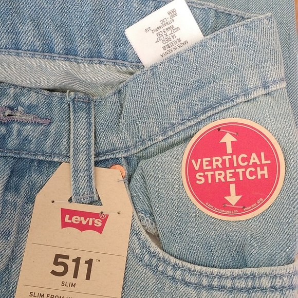 Levi's Big Boys 511 Slim Stretch Denim Blue Jeans, Perlata, 12 Regular 26x26 - Picture 4 of 8